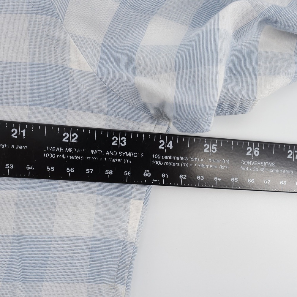 Faherty Linen Blend Gingham Plaid Button Down Shi… - image 6